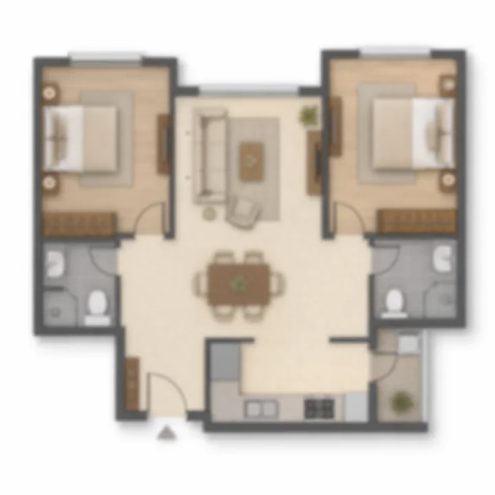 Embassy Millennium 2 BHK apartment floor plan, indicative 1,000 to 1,200 sq ft Embassy Millennium 2 BHK apartment floor plan, indicative 1,000 to 1,200 sq ft