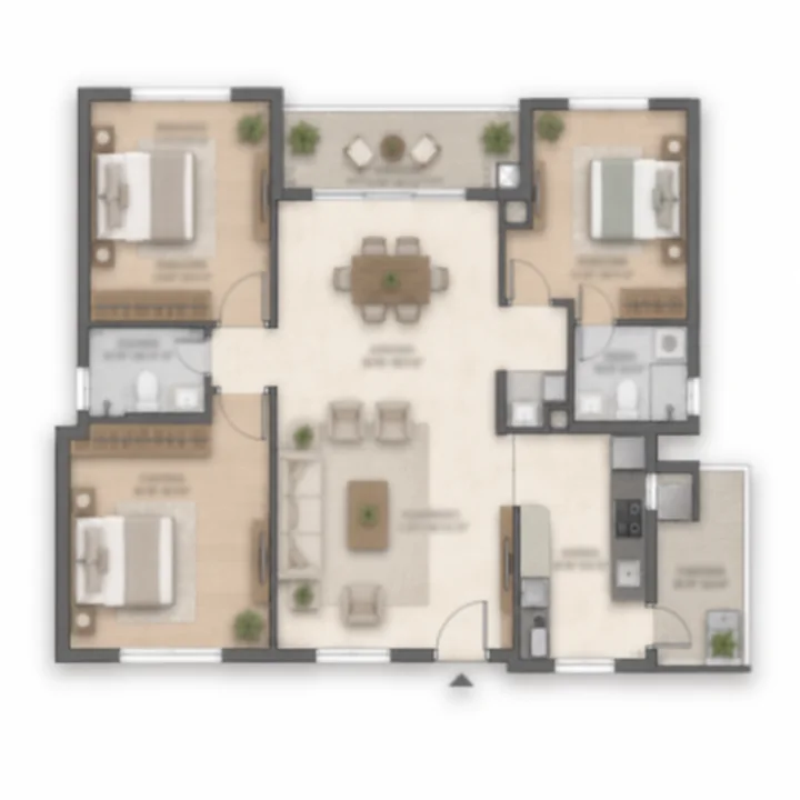 Embassy Millennium 3 BHK apartment floor plan, indicative 1,350 to 1,600 sq ft Embassy Millennium 3 BHK apartment floor plan, indicative 1,350 to 1,600 sq ft